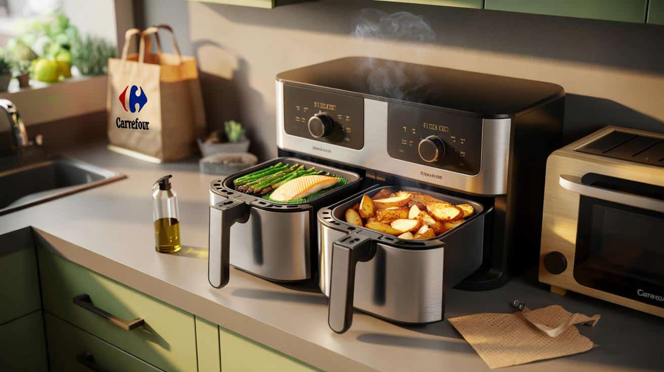 Carrefour lanza la freidora de aire doble por menos de 60 €: ¿cocinarás dos platos a la vez?