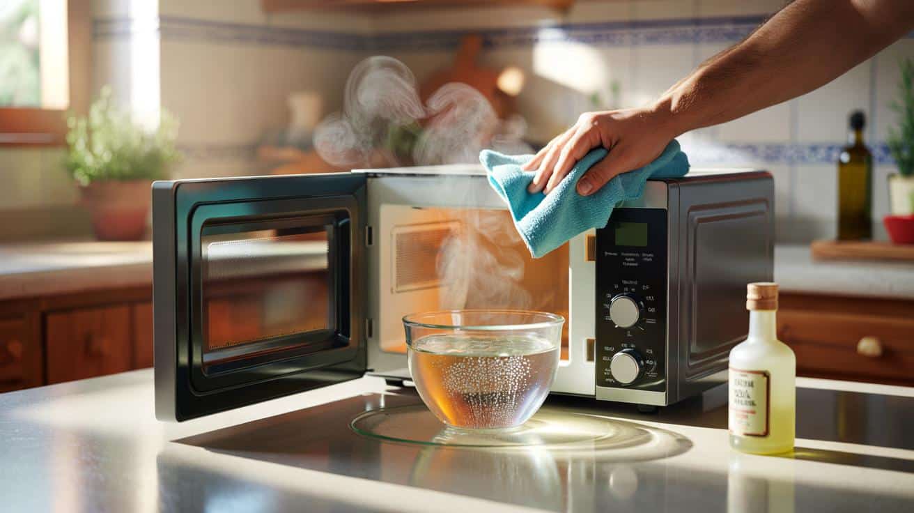 Familias españolas cambian su rutina: limpia tu microondas en 5 minutos con vinagre blanco