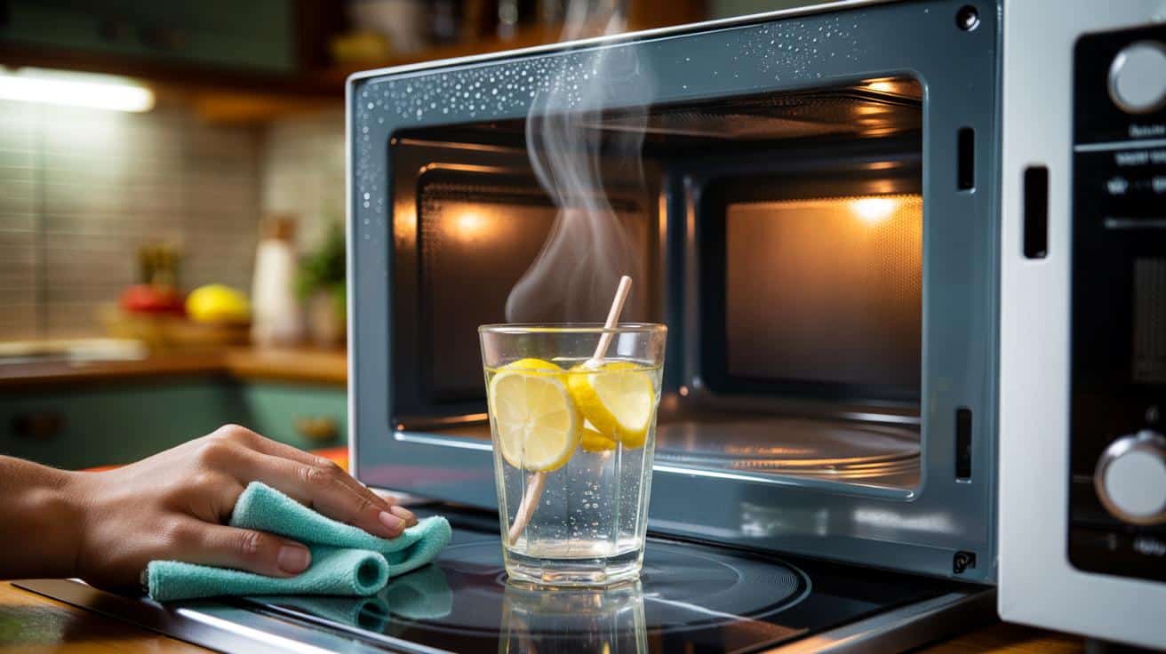 Por qué tu microondas sigue oliendo a fritanga: el vaso con limón lo limpia en 3 minutos hoy