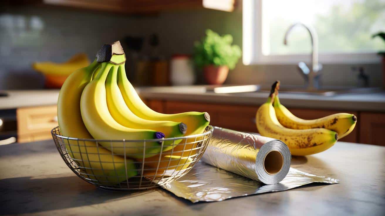 Si compras plátanos cada semana, prueba esto: papel de aluminio en la corona y 2-3 días extra