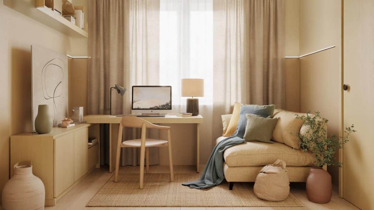Si tienes salón pequeño y trabajas desde casa: 7 pruebas de que el beige calma tus ojos y tu estrés
