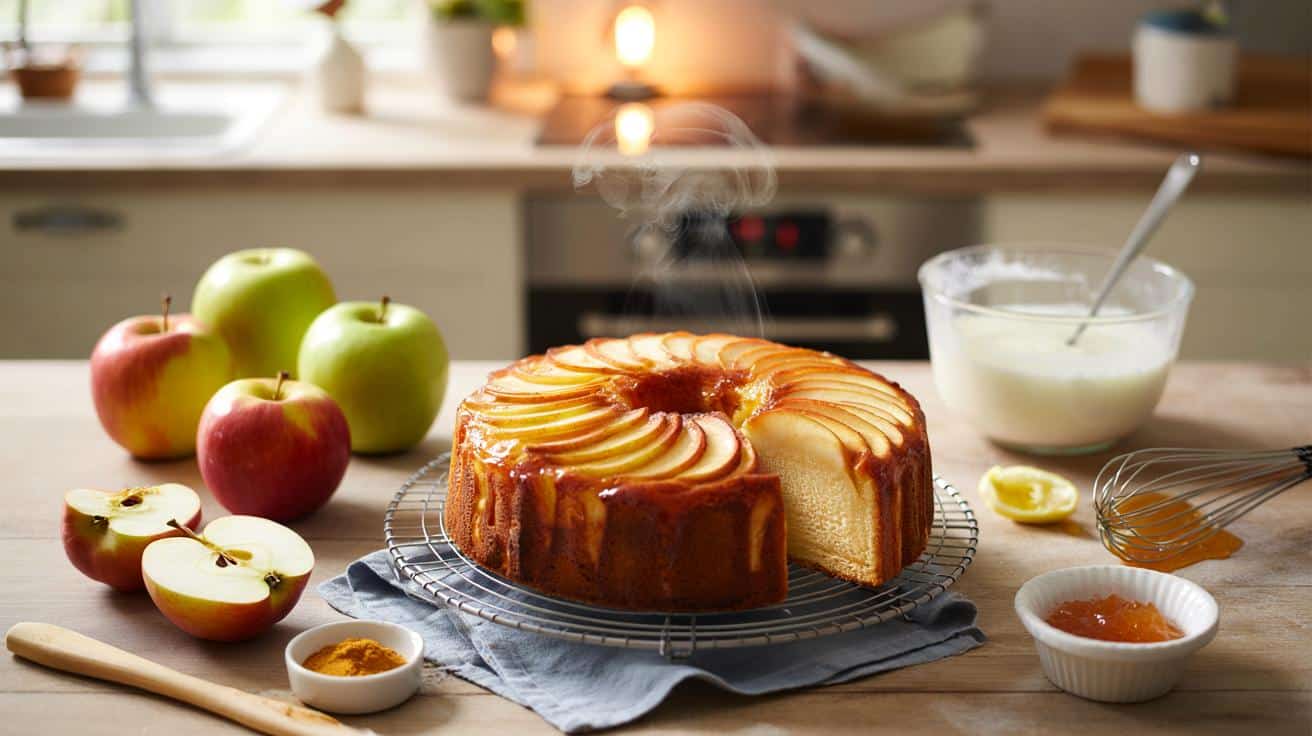 Si tienes tres manzanas y un yogur, esta tarta te salva la tarde: 10 minutos y cero fallos