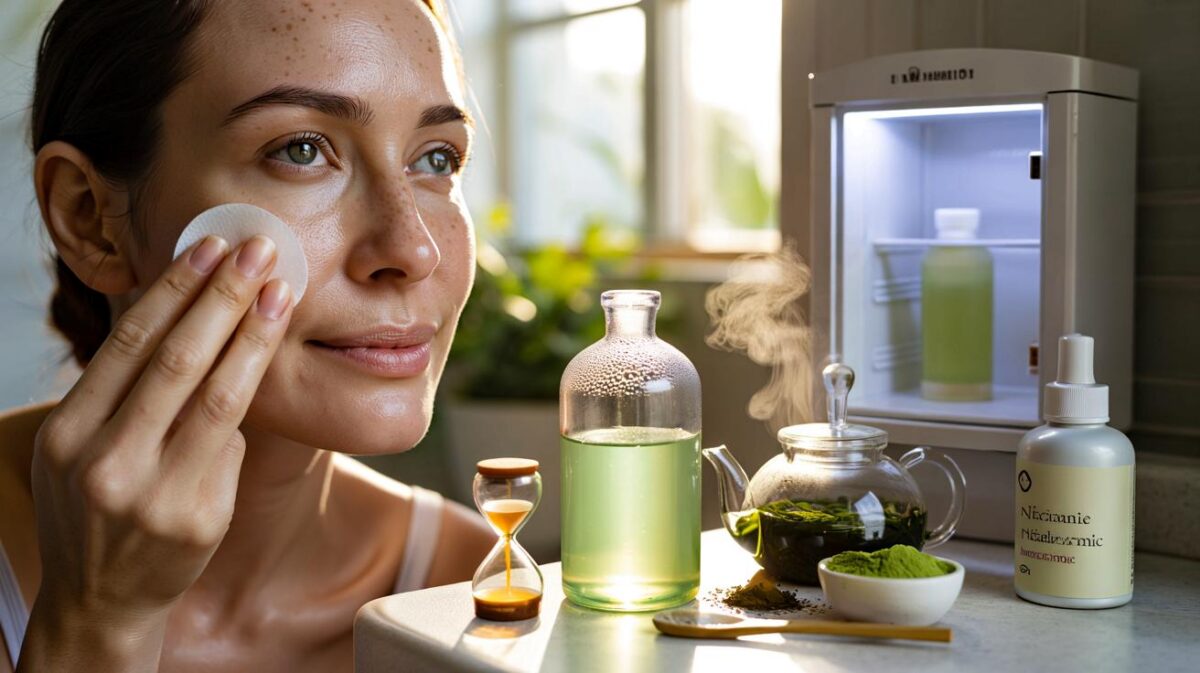 Si tu piel luce cansada por la mañana, 3 minutos a 80 °c con té verde : ¿lo notarás en 14 días?